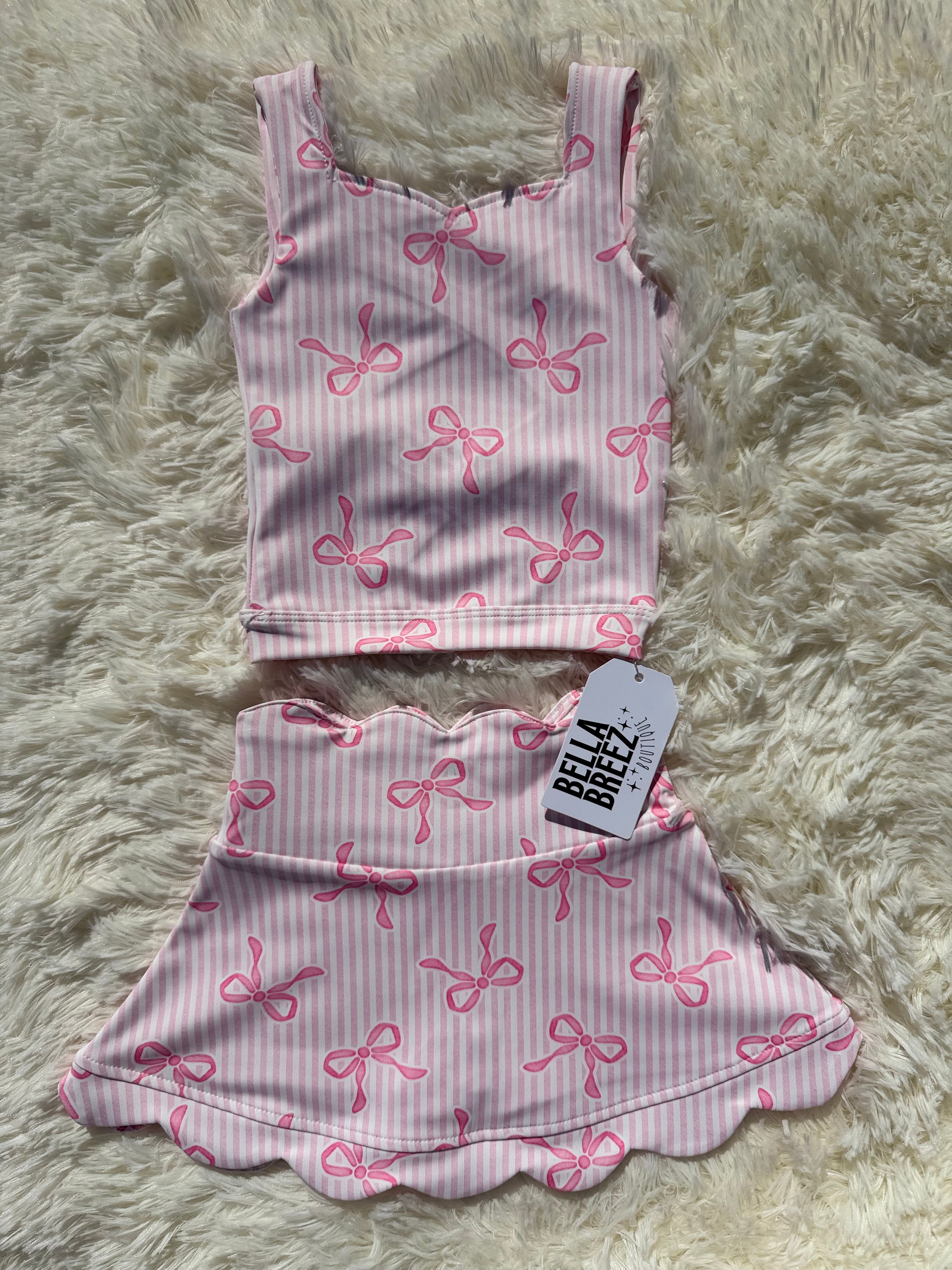 Pink Bow Babe Yoga Skirt Set