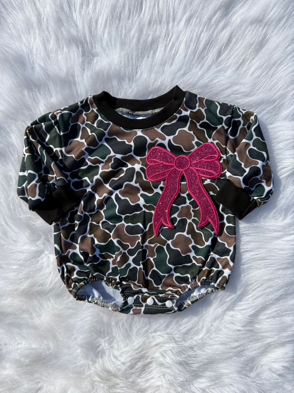 Bow patch bubble rompers (MULTIPLE OPTIONS)