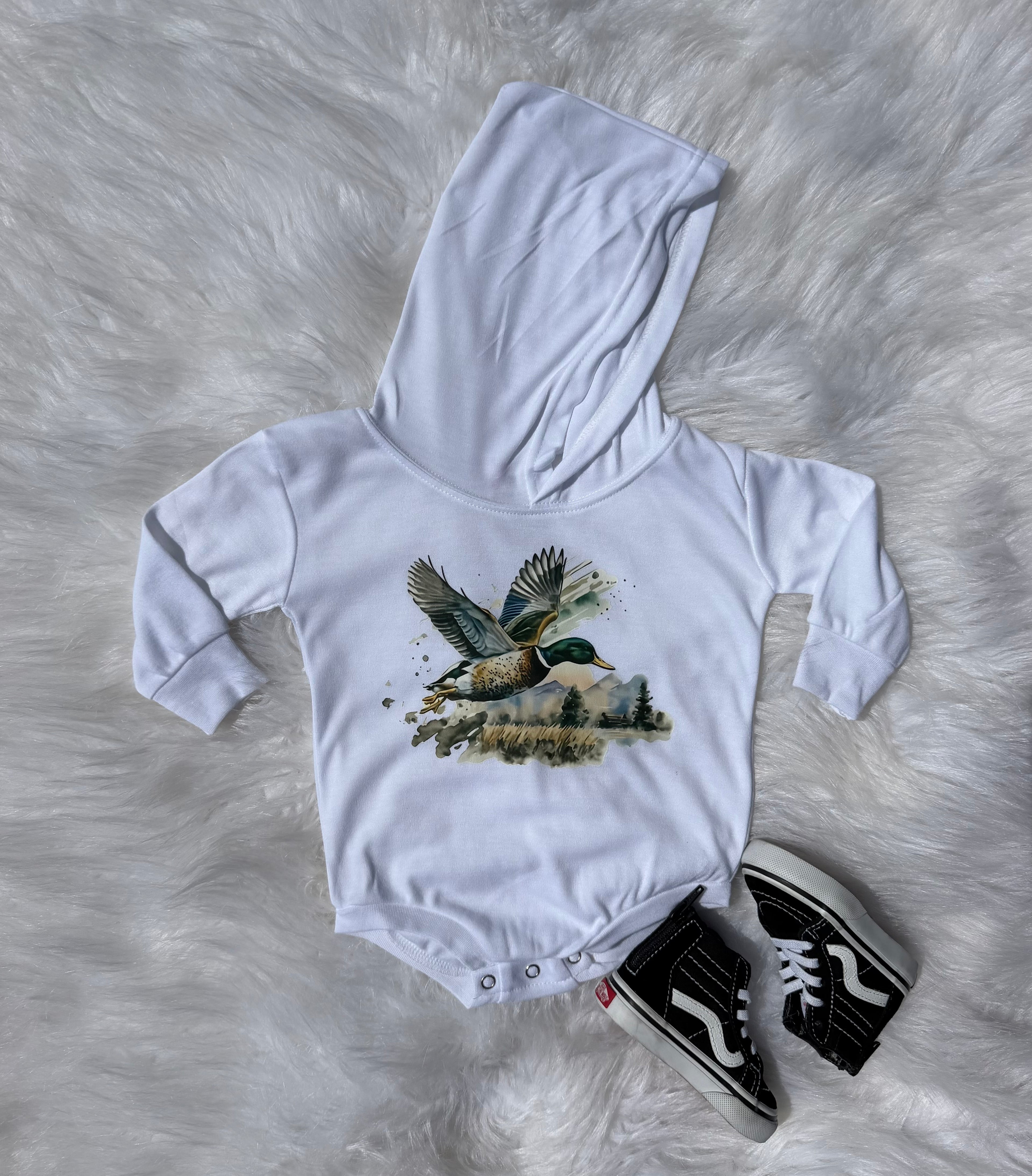 Mallard in Motion Hooded Bubble Romper