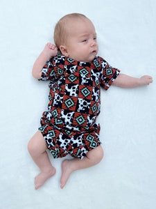 Cow & Aztec Checkered Short Set