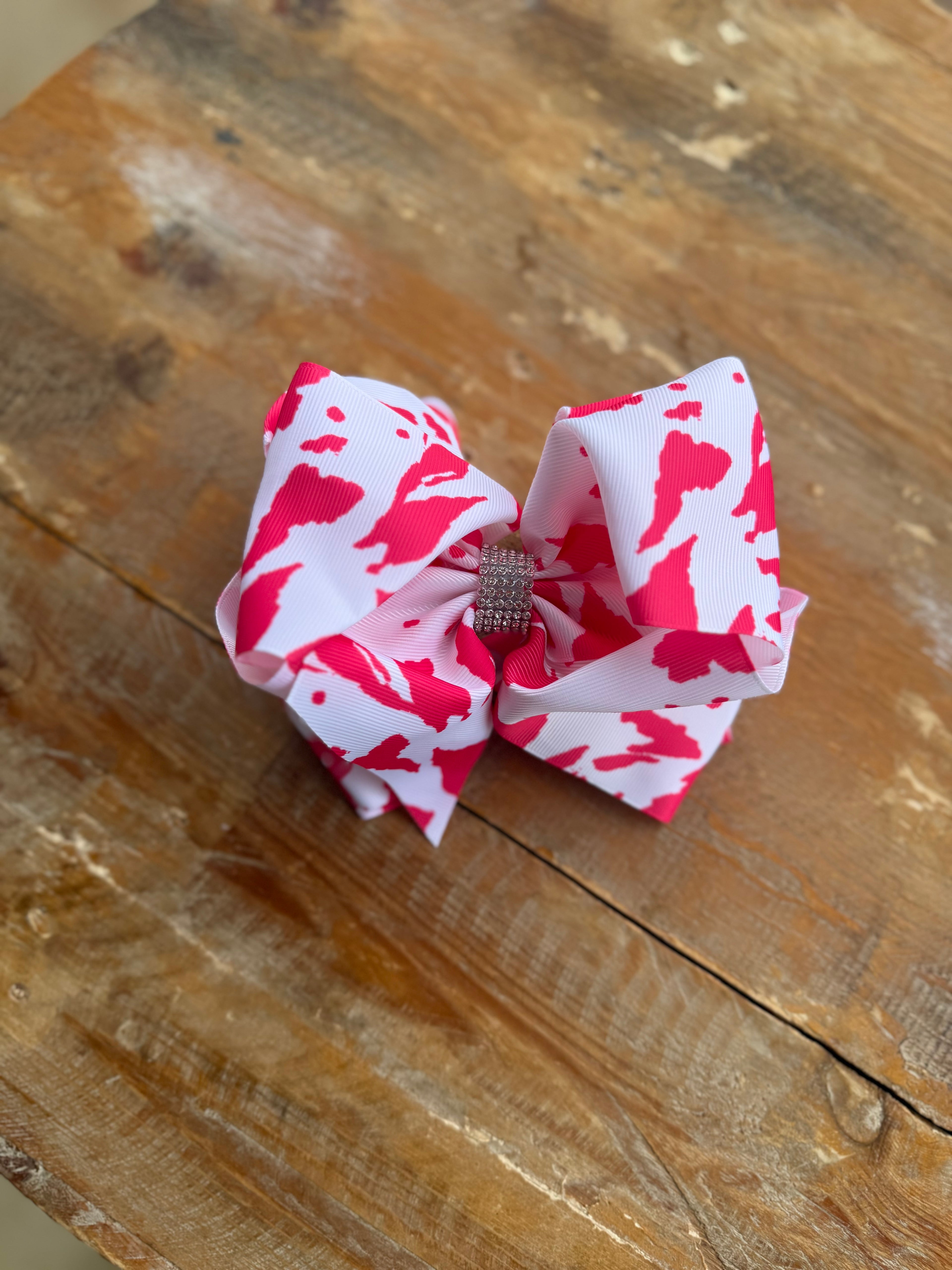 Printed 7.5 inch bedazzled hair bows