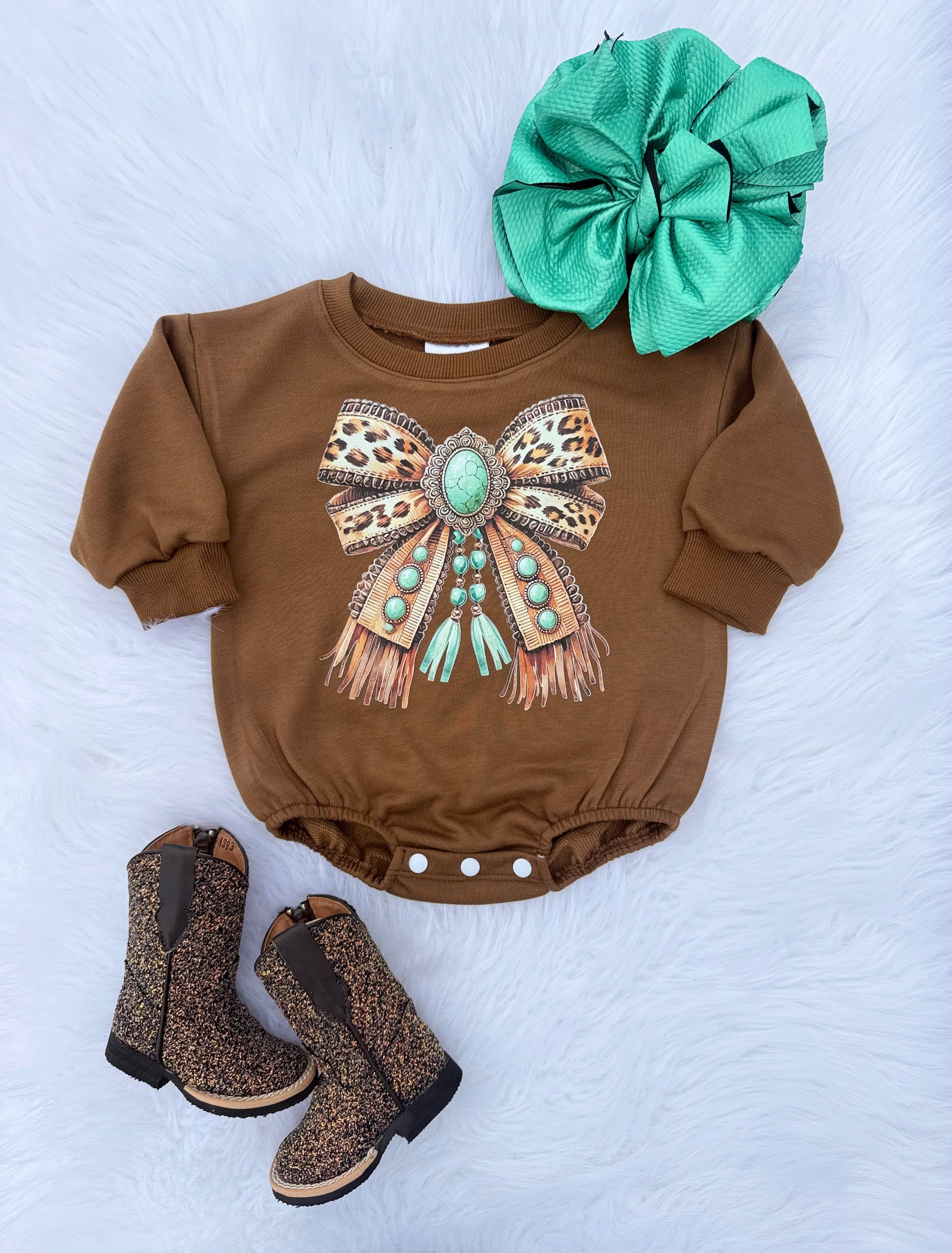 Cheetah Bow Bubble Romper