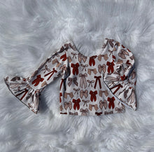 Load image into Gallery viewer, Fall Bows Ruffled Sleeve Top
