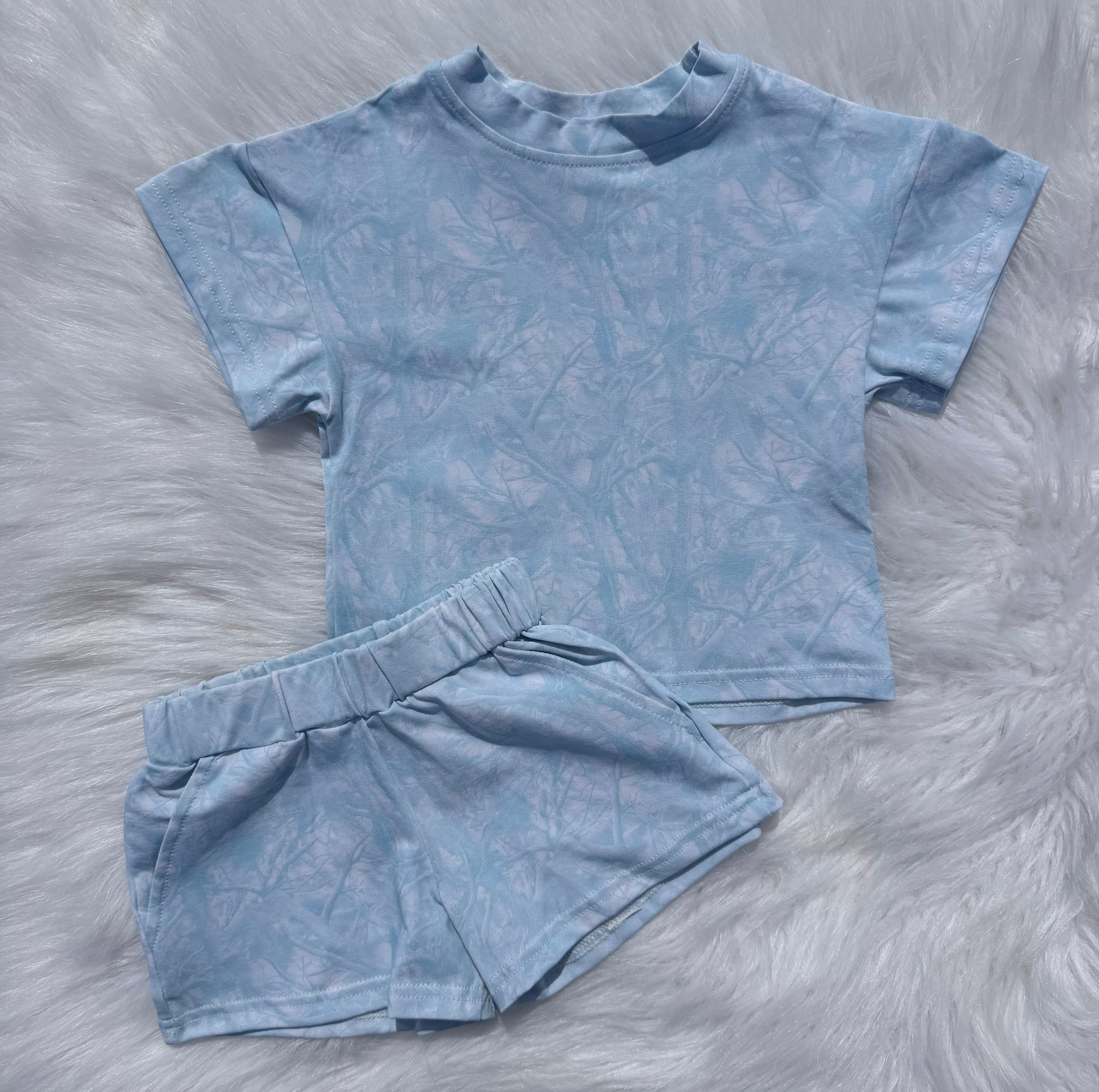 Blue camo short set