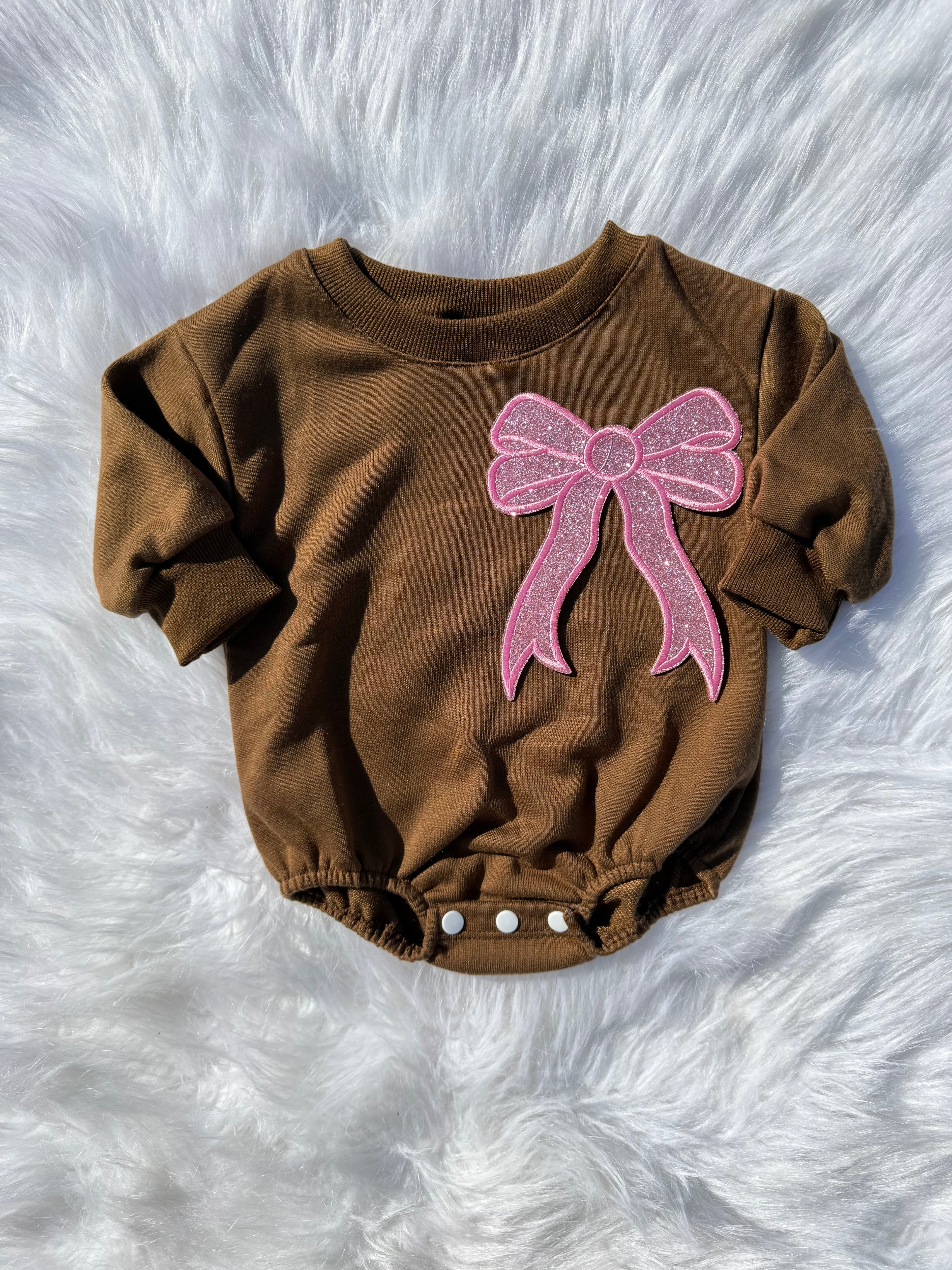 Bow patch bubble rompers (MULTIPLE OPTIONS)