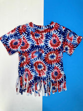 Load image into Gallery viewer, Patriotic Tie Dye Fringe Top

