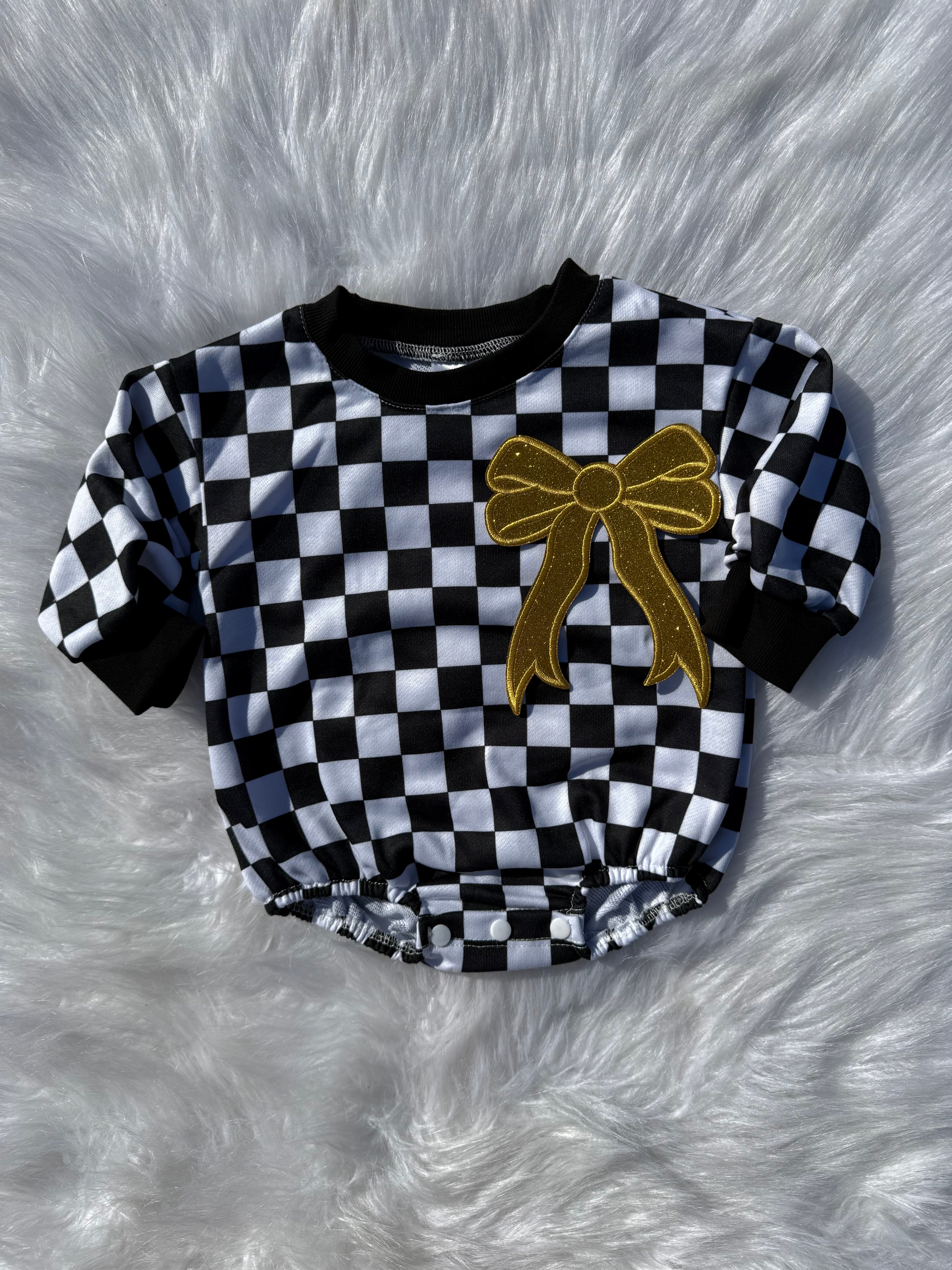 Bow patch bubble rompers (MULTIPLE OPTIONS)