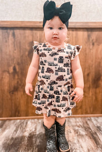 Sad Beige Semis Bamboo Skirted Romper