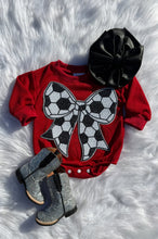 Load image into Gallery viewer, Soccer Bow Bubble Romper (4 options)
