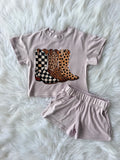 Purple Cowgirl Boot short set