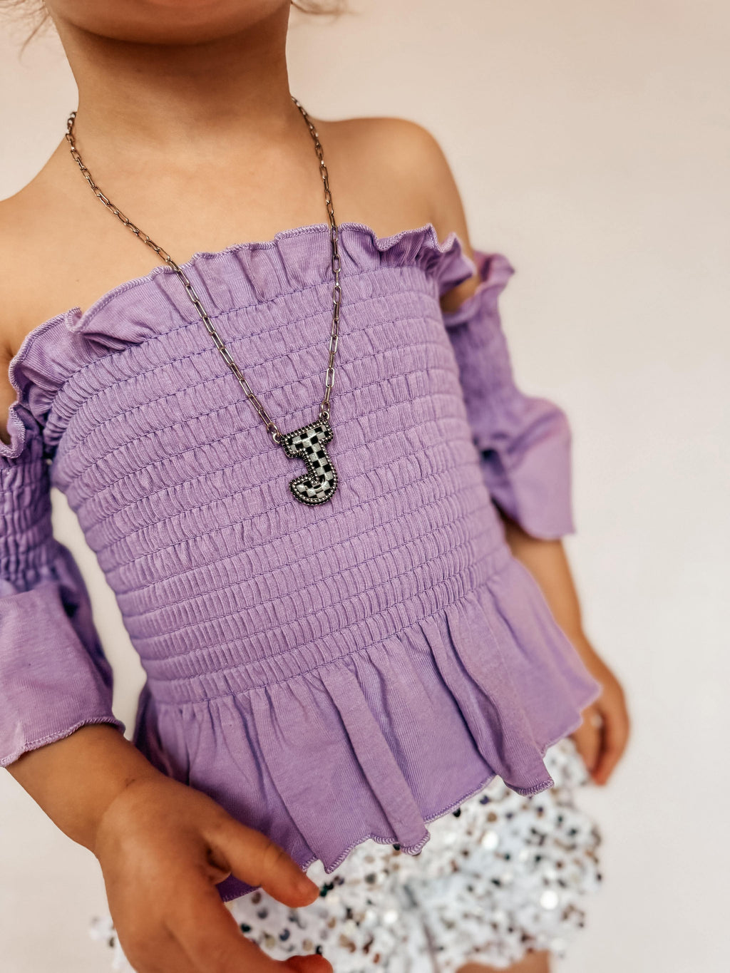 Checkered Initial necklace (FINAL SALE)