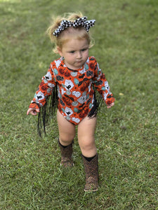 Haunted honky tonk fringe leo/top
