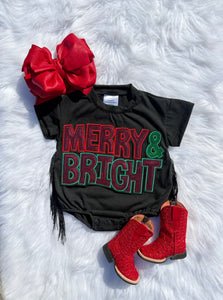 Merry & Bright Fringe Bubble Romper