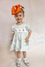 Load image into Gallery viewer, Green Plaid Bunny Smocked Dress
