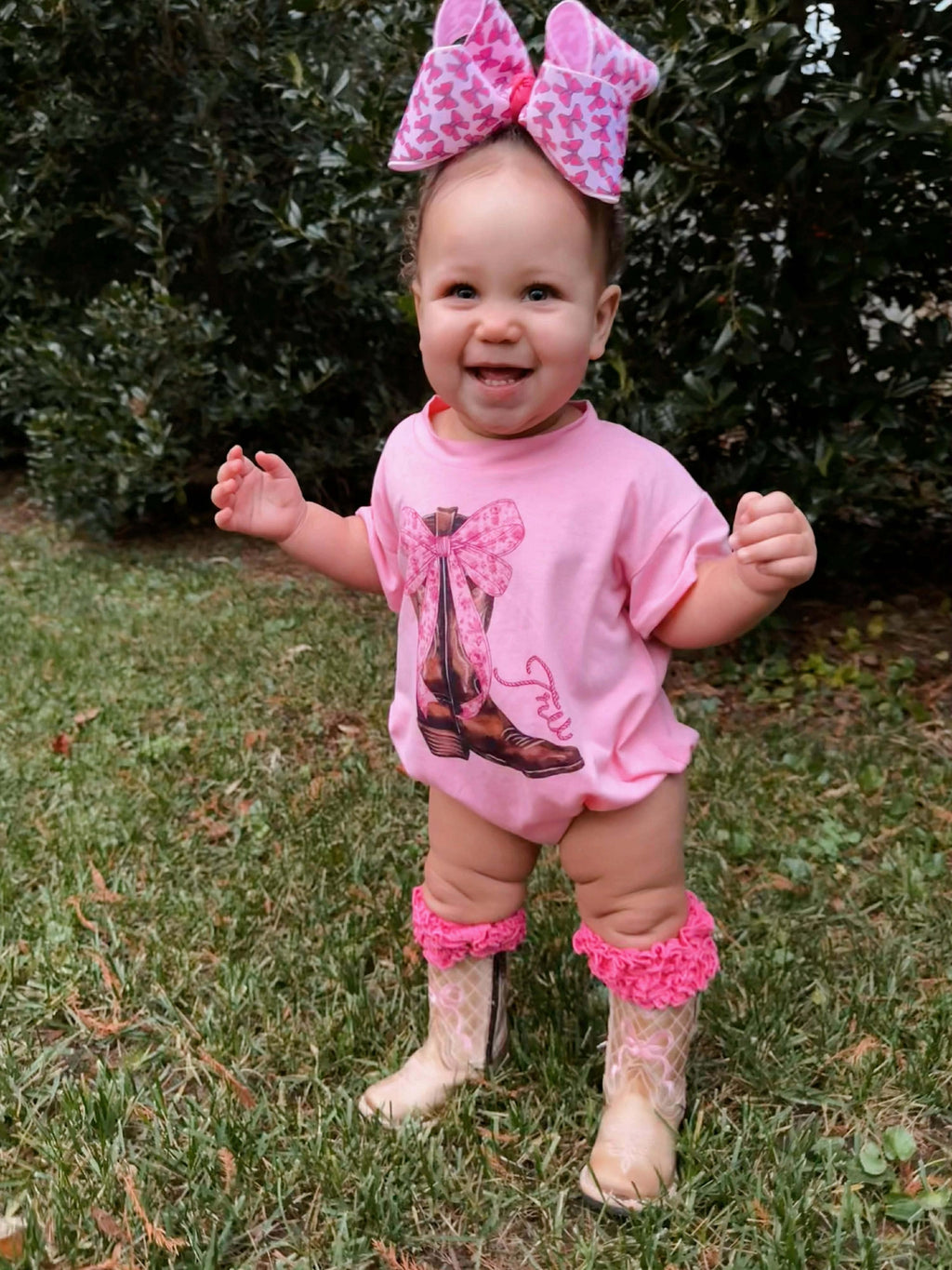 Pink Toile Name Bubble Romper