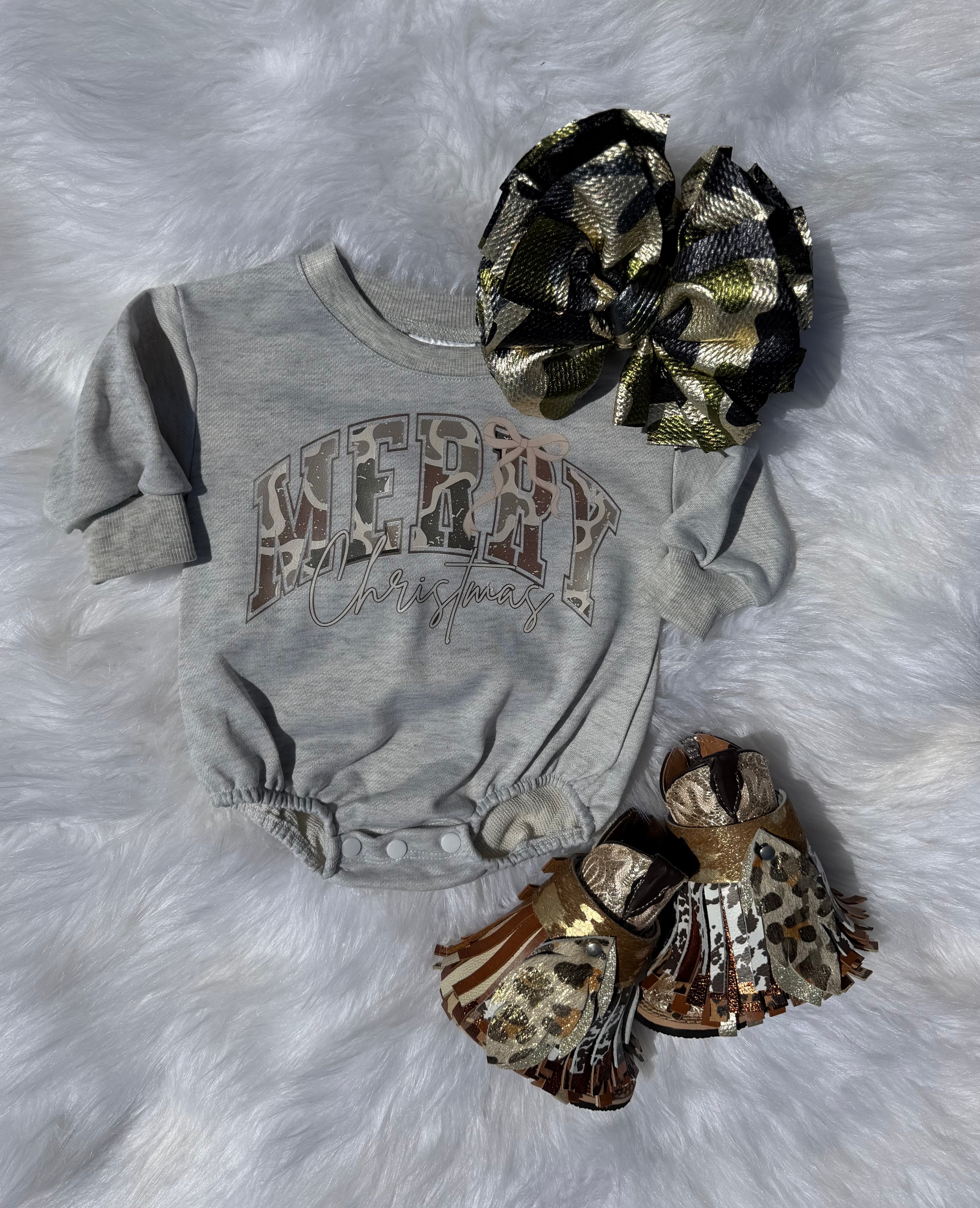 Camo Merry Christmas Bubble Romper