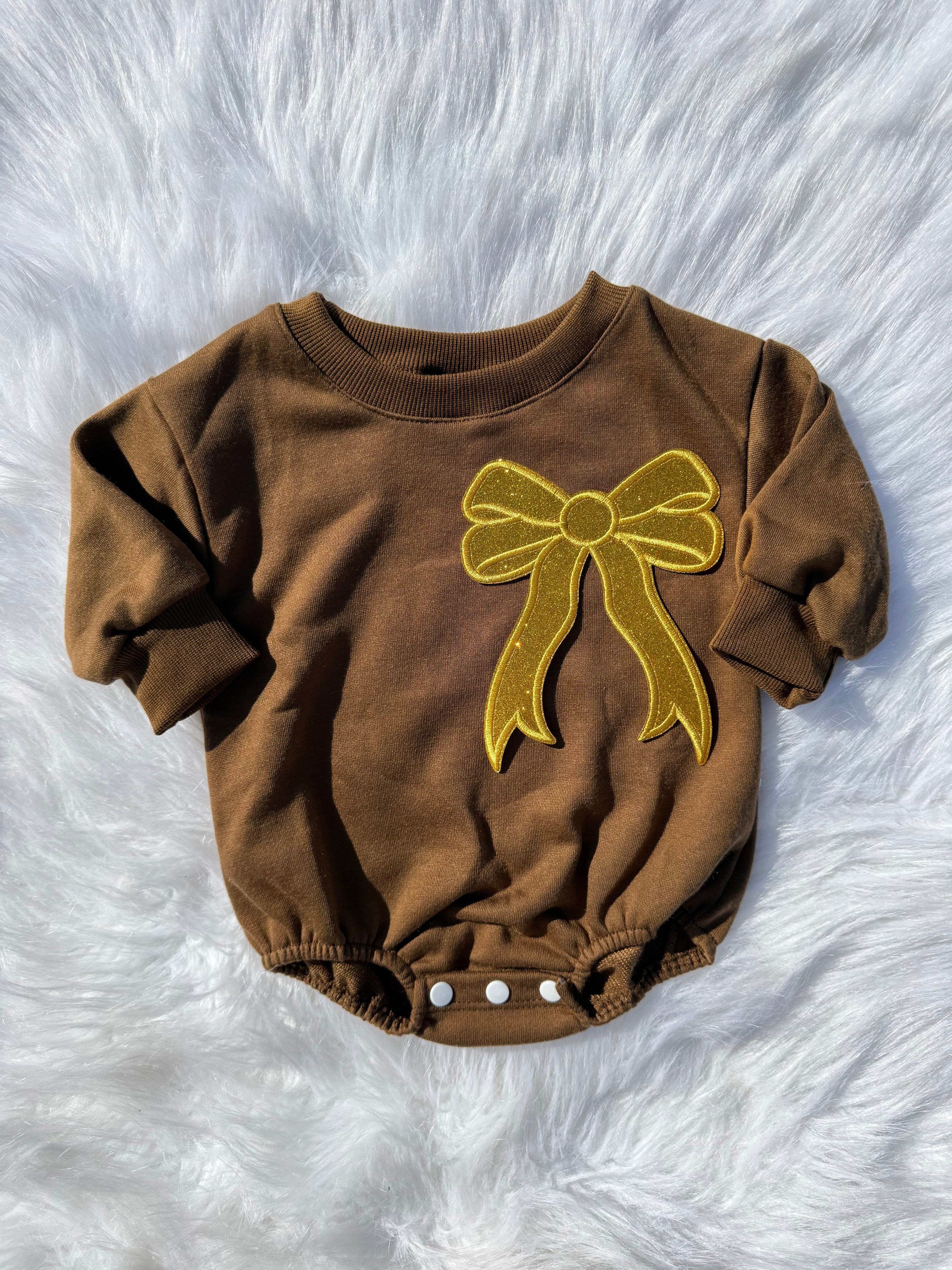 Bow patch bubble rompers (MULTIPLE OPTIONS)