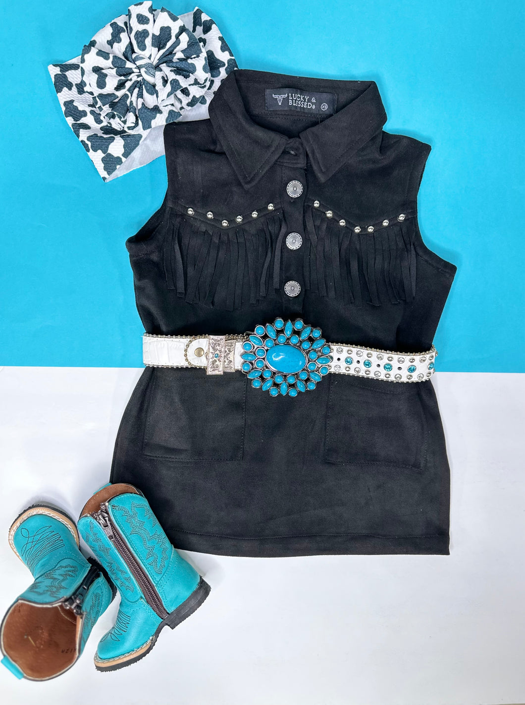 Black Studded Fringe Dress/Tunic