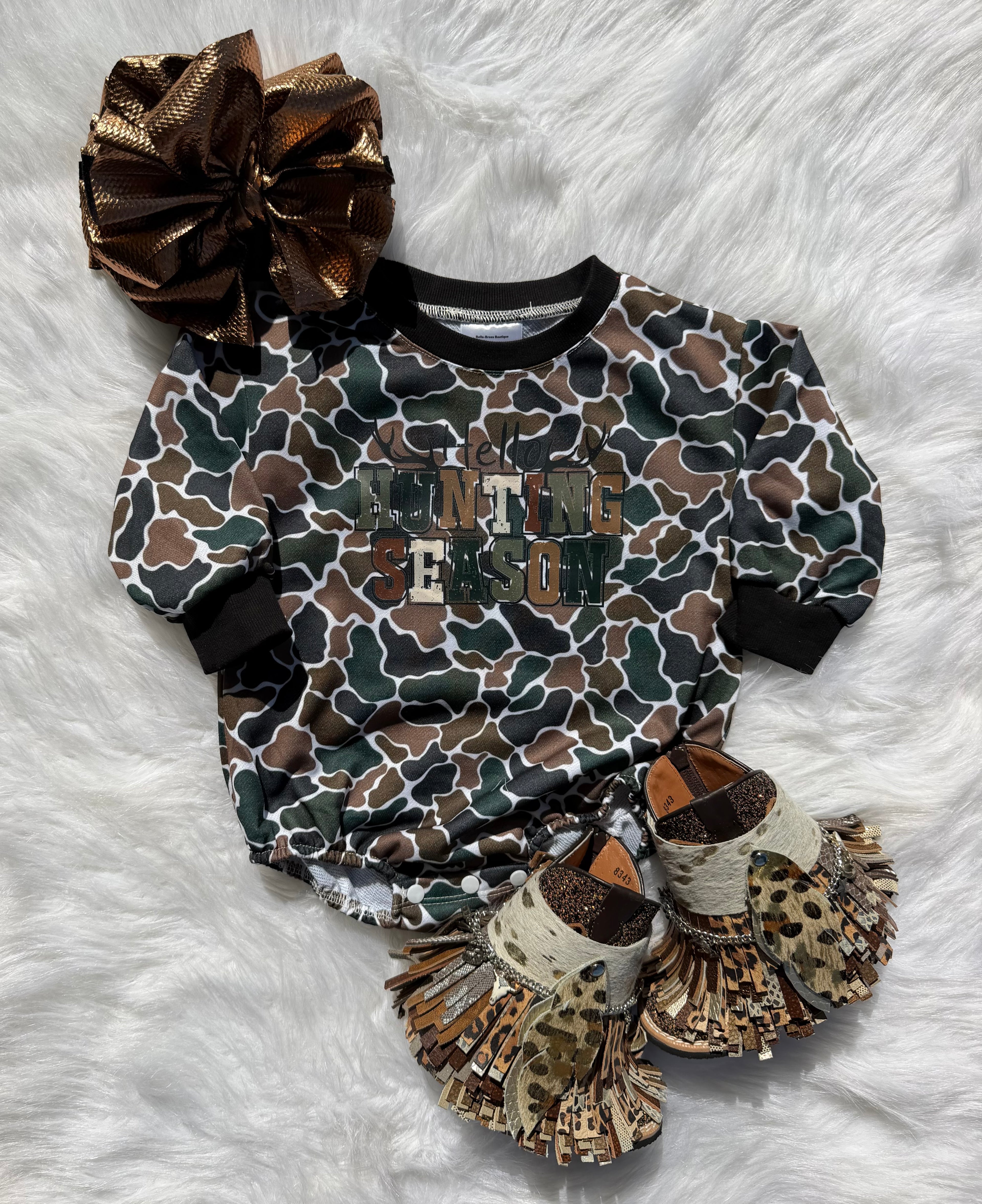Hello Hunting Season Bubble Romper