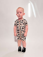 Load image into Gallery viewer, Sad Beige Semis Bamboo Shortie Romper
