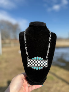 Checkered Bar Necklace