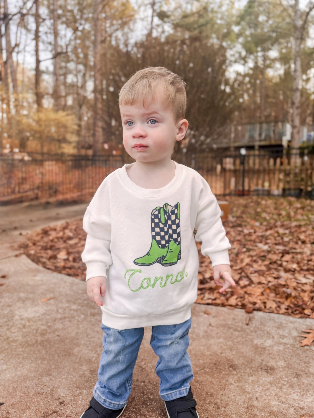 Custom Boot Name Sweatshirt/Bubble (Boy colors)