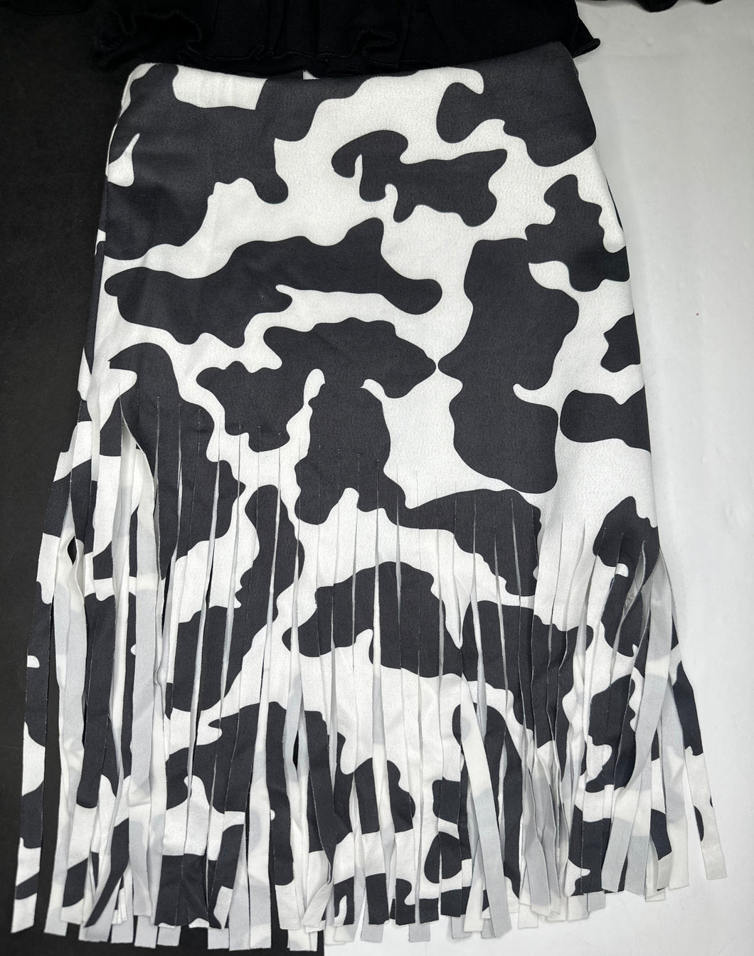 Cow Print Fringed Skirt (FINAL SALE)