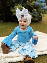 Load image into Gallery viewer, Blue Bow Double Bell Bottoms
