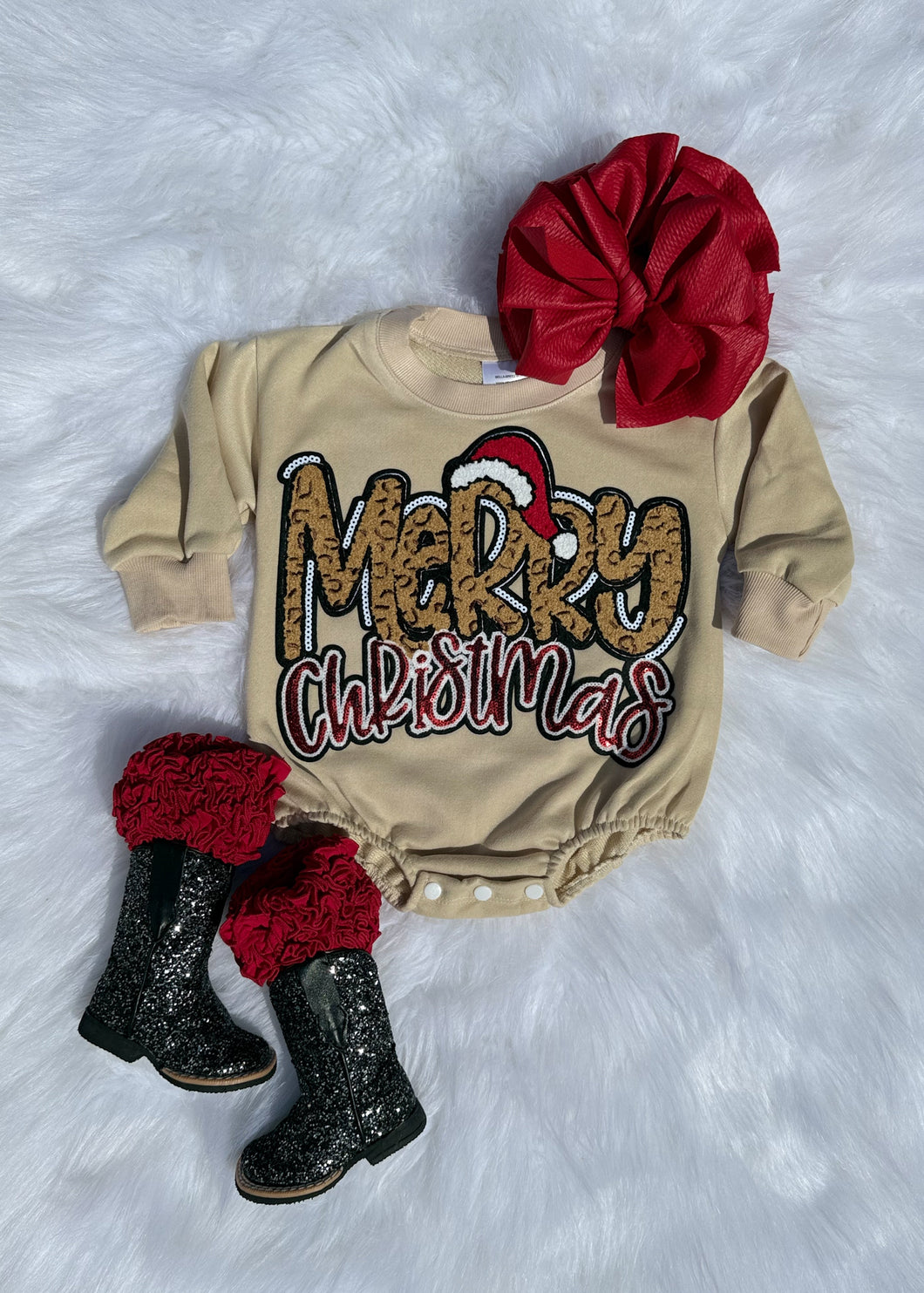 Merry Christmas CREWNECK/BUBBLE ON TAN