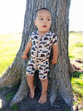 Load image into Gallery viewer, Sad Beige Semis Bamboo Shortie Romper
