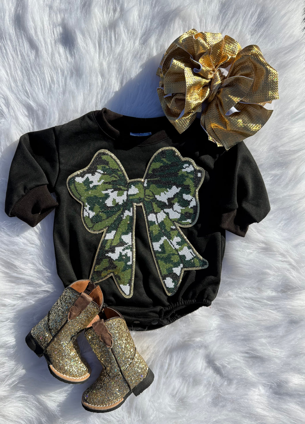 Camo Bow Bubble Romper (2 options)