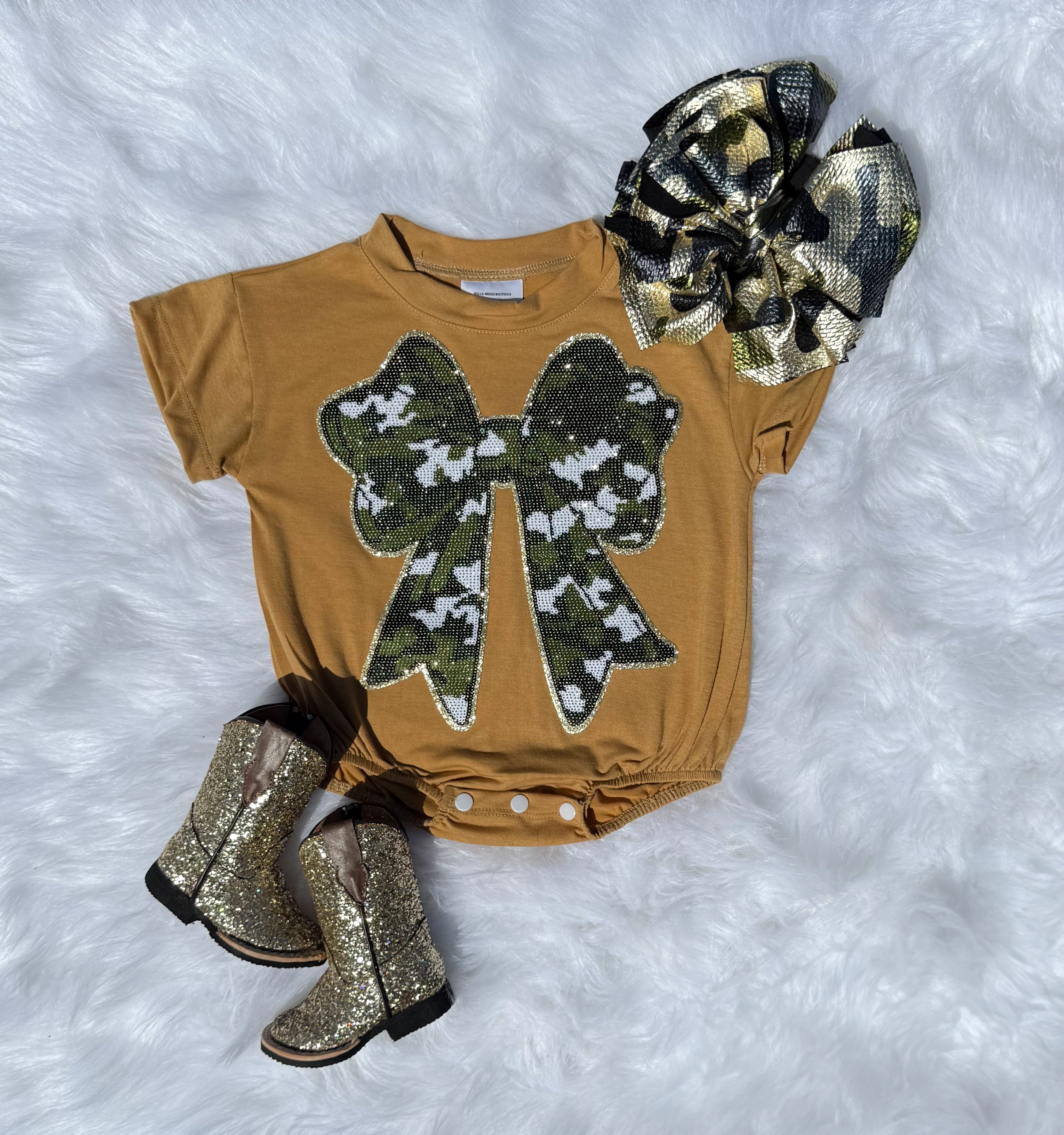 Camo Bow Bubble Romper