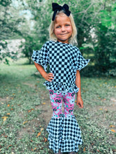 Load image into Gallery viewer, Race Ya checkered ruffle top

