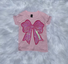 Load image into Gallery viewer, Pink Sequin Bow T-Shirt
