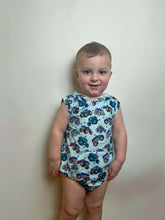 Load image into Gallery viewer, Red, White &amp; Vrooooom Hooded Bamboo Romper
