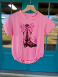 Pink Toile Name Bubble Romper