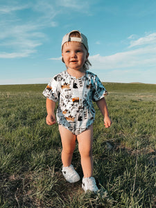 Cowboy Collage Bubble Romper