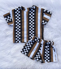 Load image into Gallery viewer, Striped checkered short set

