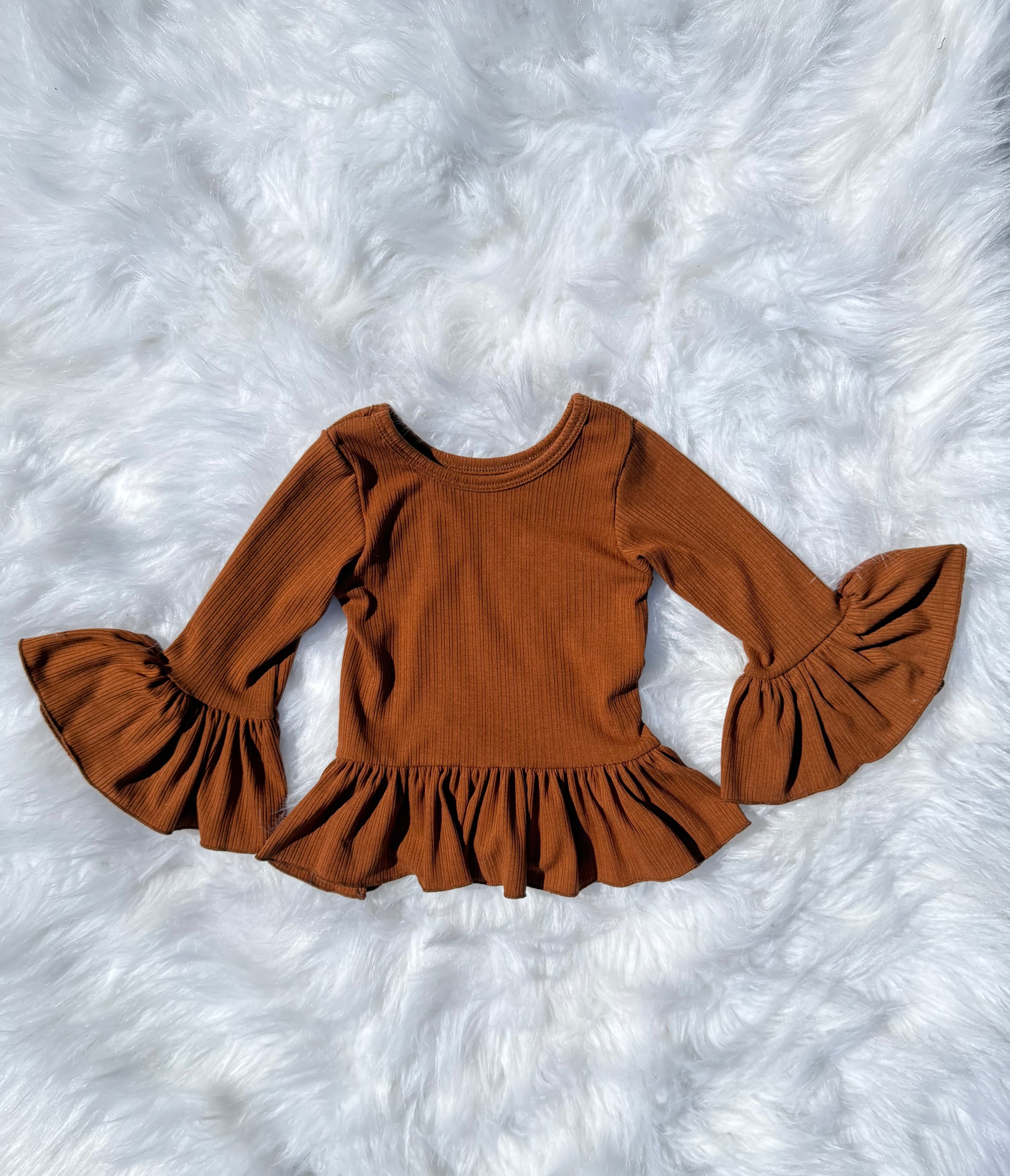 Rustic Leaves Ruffled Sleeve Top (FINAL SALE)