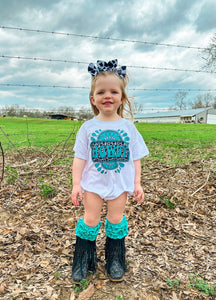 Turquoise Howdy oversized t-shirt romper (FINAL SALE)