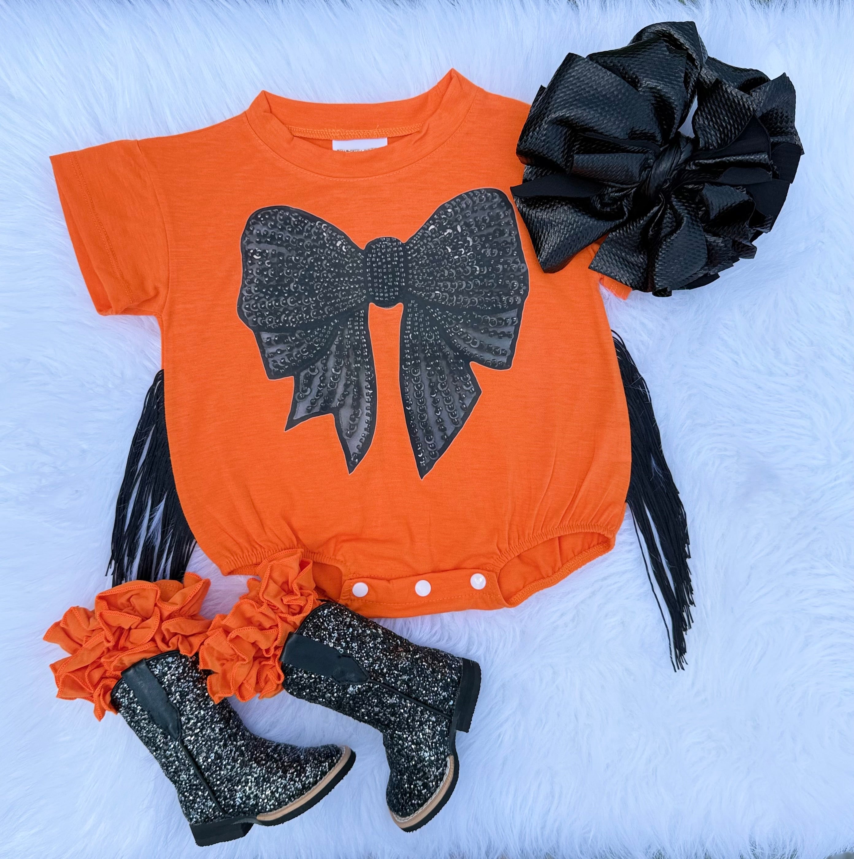 Black Bow Bubble Romper