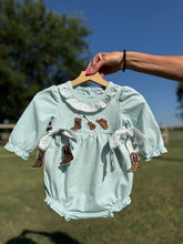 Load image into Gallery viewer, Boot scootin&#39; Cutie smocked romper

