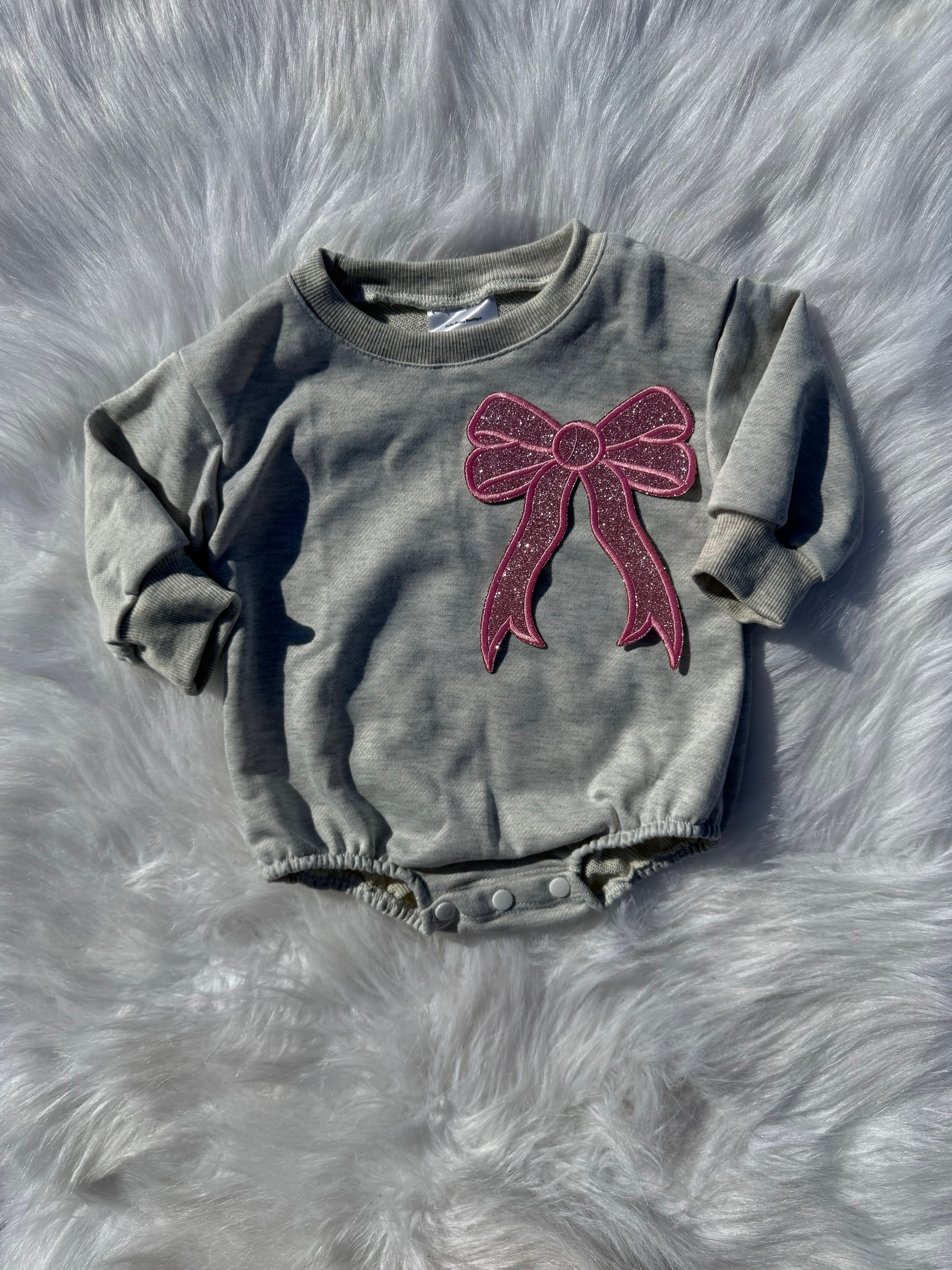 Bow patch bubble rompers (MULTIPLE OPTIONS)