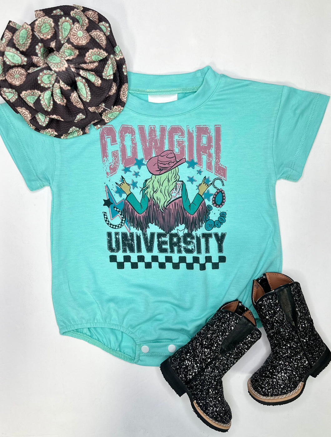 Cowgirl University (Onesie, T-Shirt or Bubble Romper)