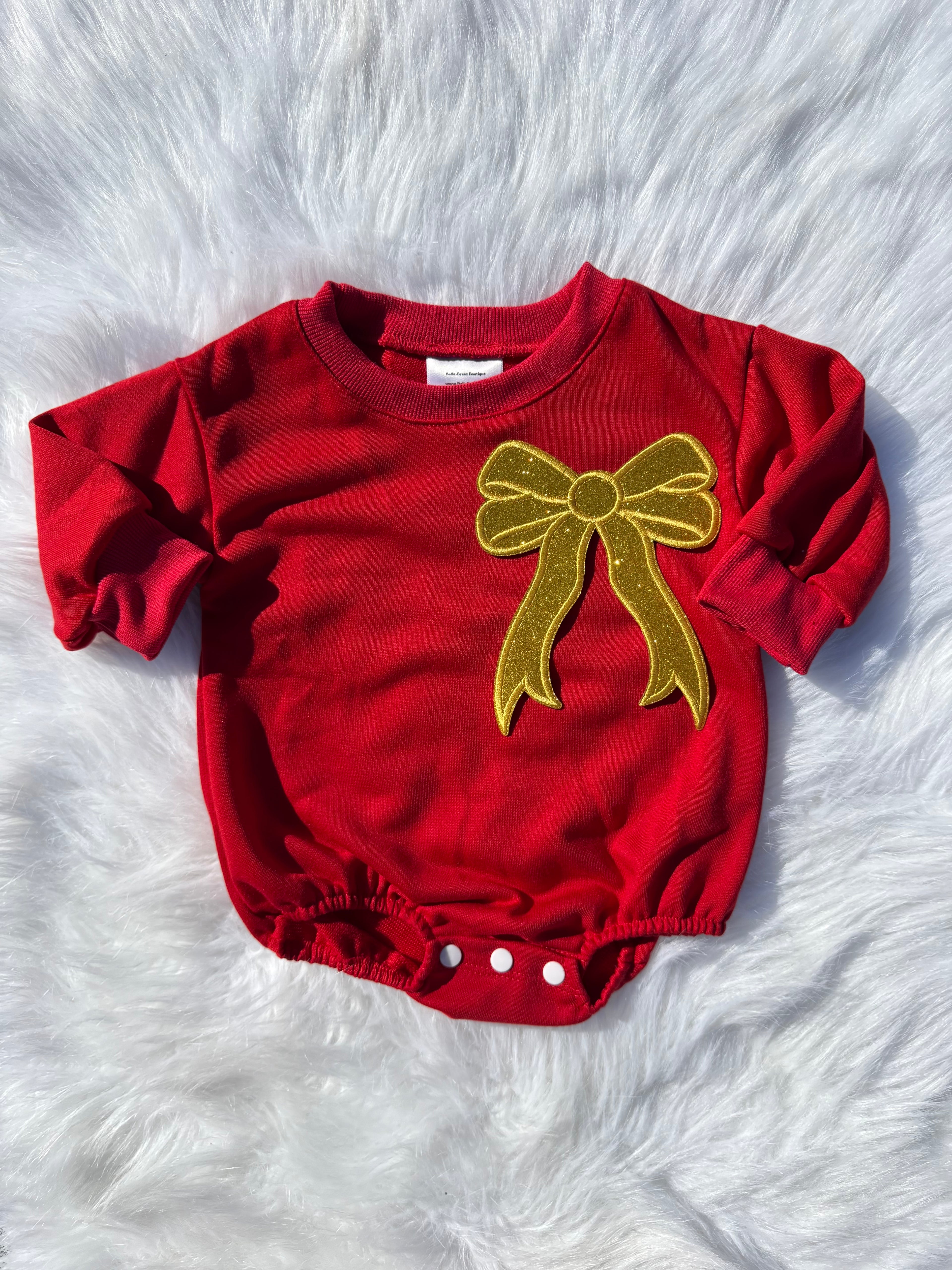 Bow patch bubble rompers (MULTIPLE OPTIONS)