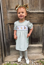 Load image into Gallery viewer, Green Plaid Bunny Smocked Dress
