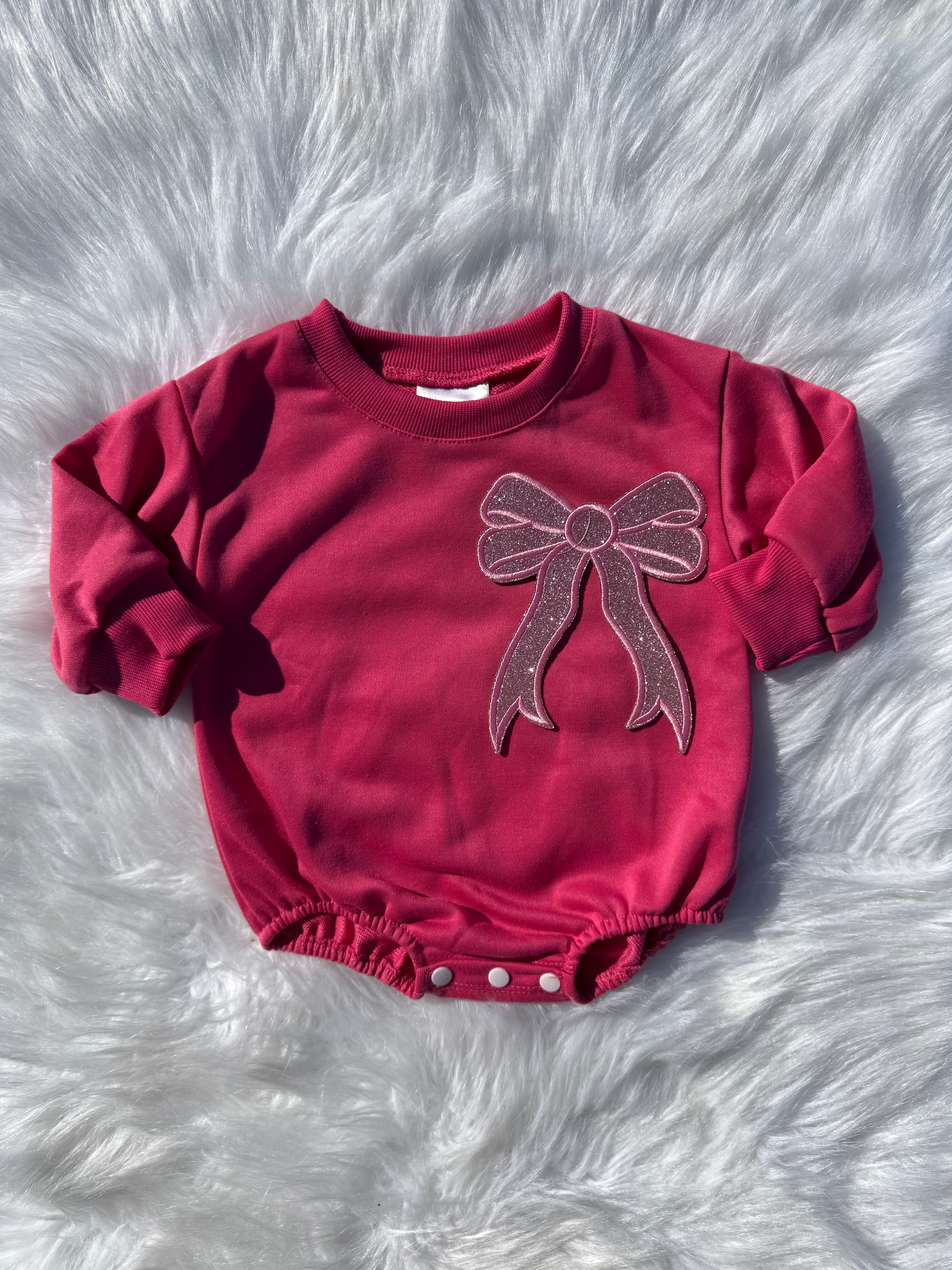 Bow patch bubble rompers (MULTIPLE OPTIONS)