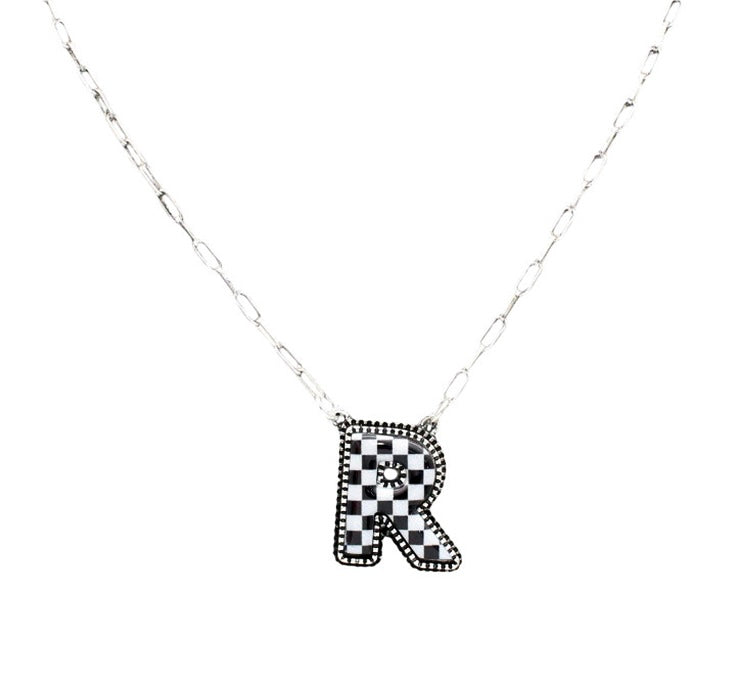 Checkered Initial necklace (FINAL SALE)
