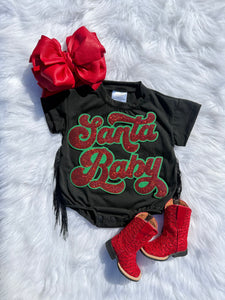 Santa Baby Fringe Bubble Romper