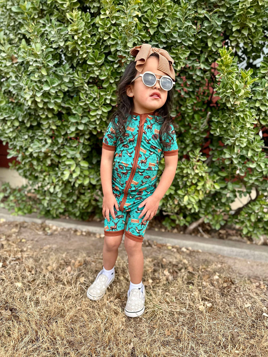 TEAL Bella-Breez Hunting Club Bamboo Shortie Romper (FINAL SALE)